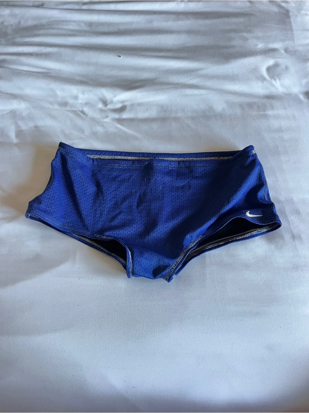 Nike Men's Blue Mesh Performance Swim Brief Trunk Training Suit Drawstring